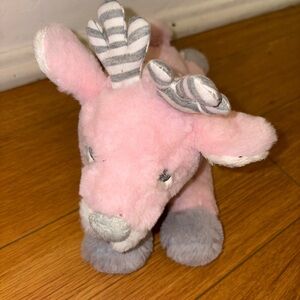 Baby Gans Collection Pink Plush Rattle Reindeer